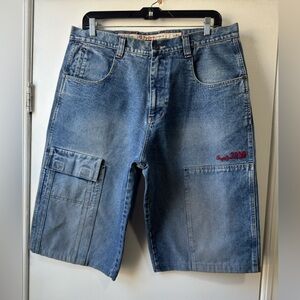 Vintage Pepe Men's Shorts Blue Baggy Carpenter Jorts Y2K Skater Hiphop Wide Jean
